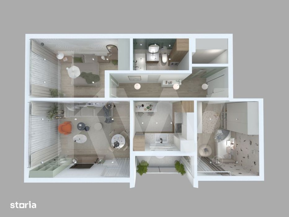 Apartament 3 camere 72,07 mp