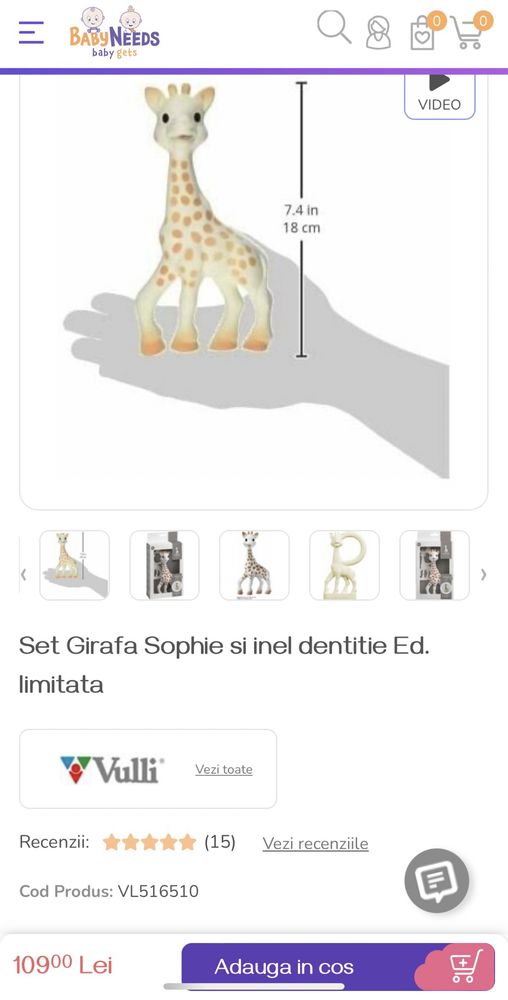 Set jucarii dentitie, girafa sophie si delfin