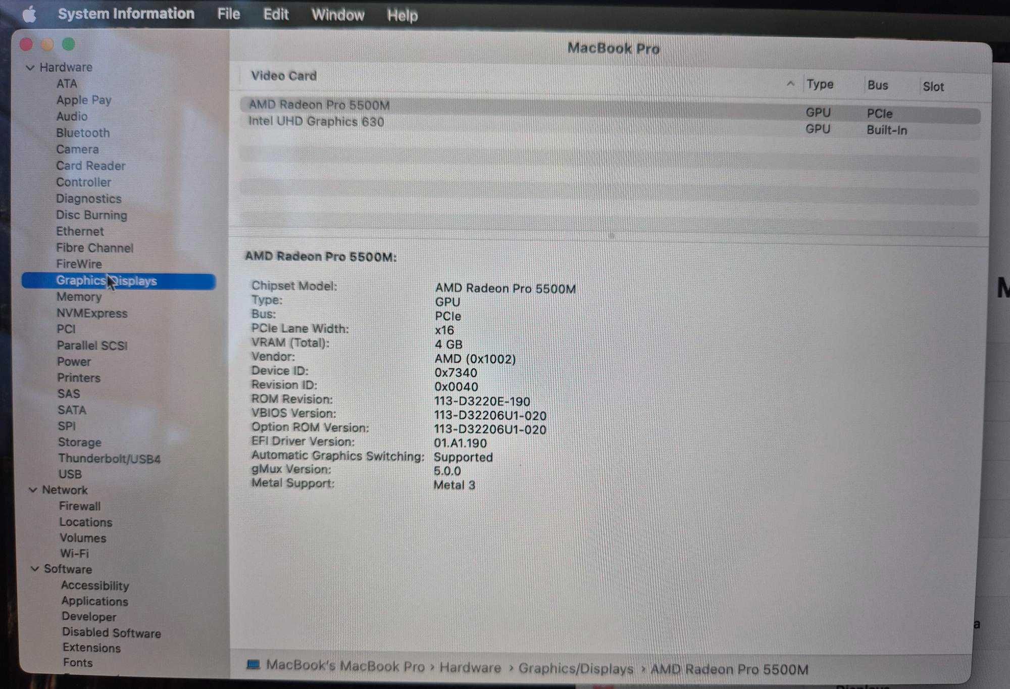 MacBook Pro A2141 16" Intel Core i9 8-core SSD 1TB RAM 16GB AMD 5500M