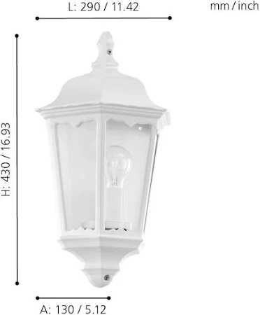 Aplică de exterior EGLO Navedo , 1x60W, corp aluminiu, alb