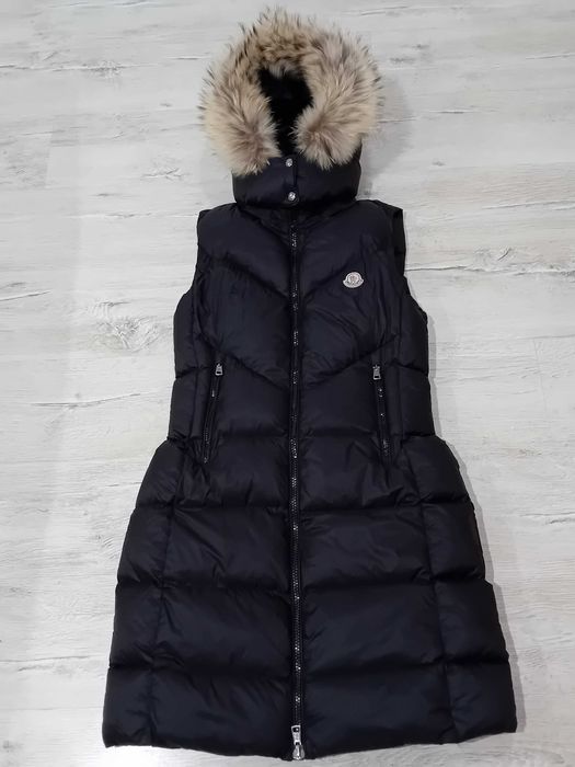 Vestă lungă cu puf pentru femei Moncler, mărimea 3 / M