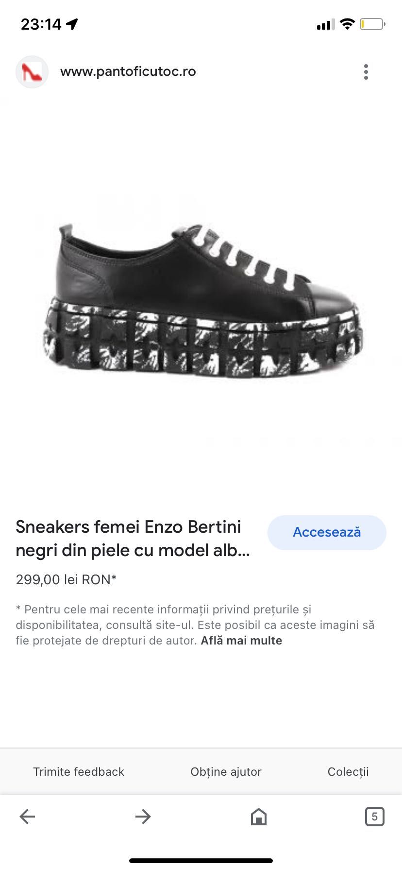 Sneakers femei Enzo Bertini negri din piele cu model alb