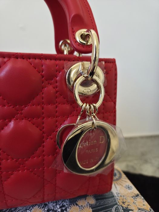 Lady Dior Mini Red Gold Hardware