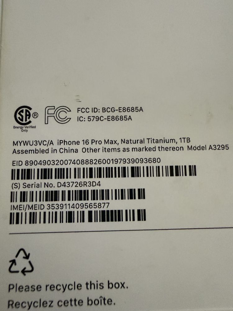 iPhone 16 pro max 1TB ios26 за крипту