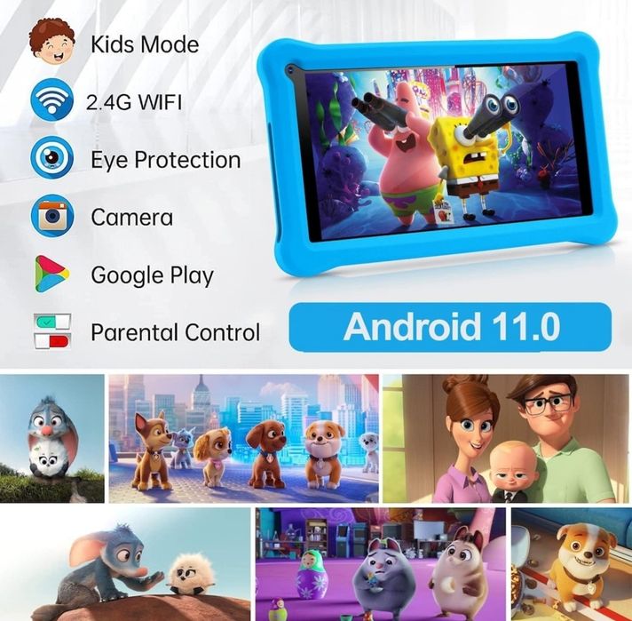 Tableta pentru copii, 7 inch, Android 11, 3-12 ani, 4GB RAM, 64GB ROM