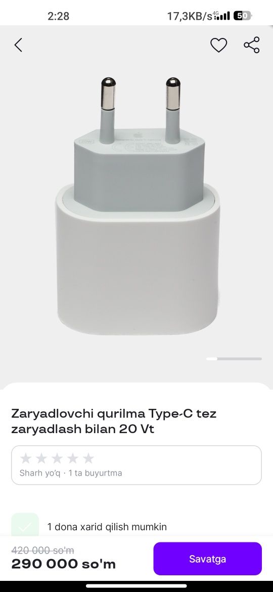 Iphone uchun zaryadchik original
