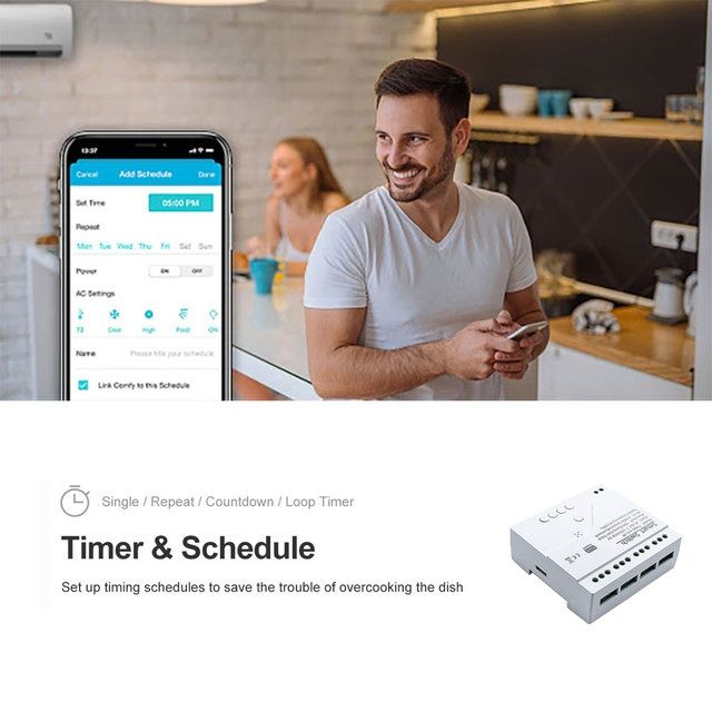 Tuya Smart WiFi+RF433MHz 85-250V реле 4-канала Alexa/Google Assistant