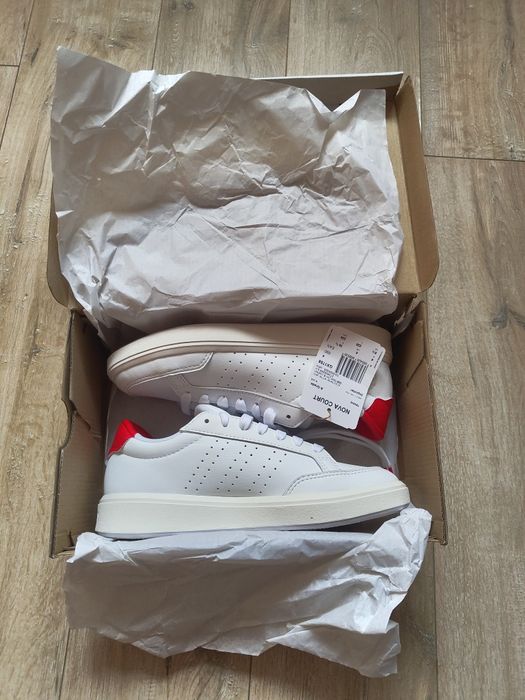 NOI Adidas Nova Court 36 2/3 damă femei teniși albi roșu tenis sneaker