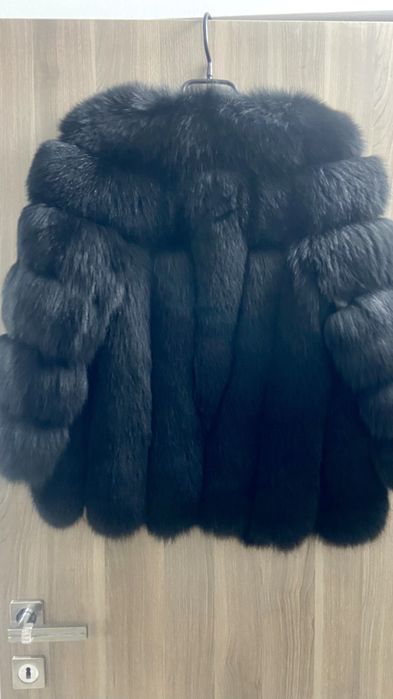 Haina dama blana naturala vulpe polara