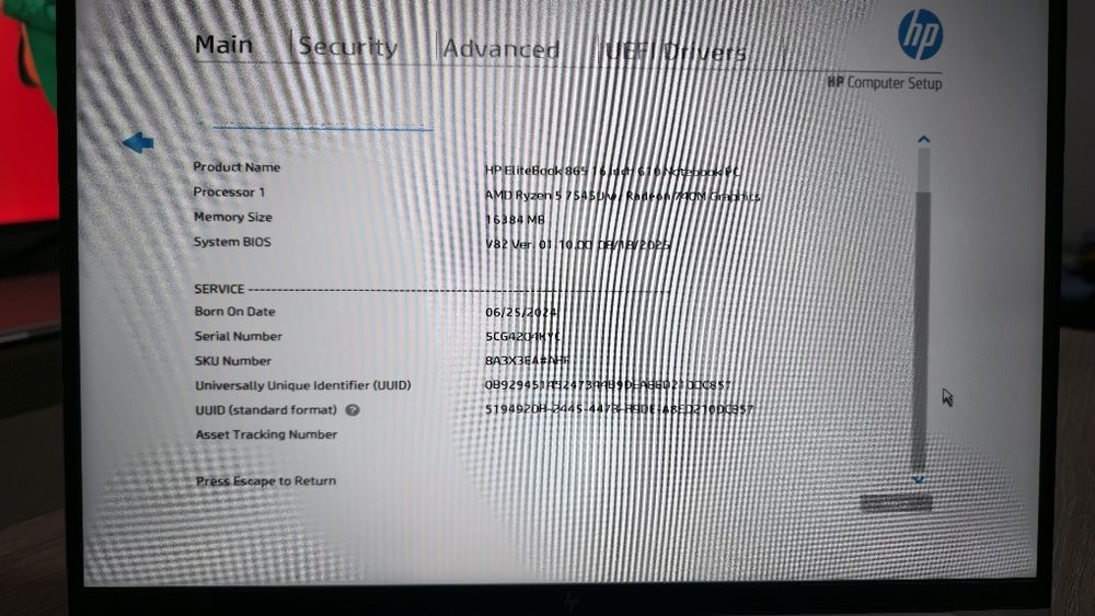 Laptop Hp EliteBook 865 ryzen 7545u 16 Gb, 512 SSd, 16" Fhd