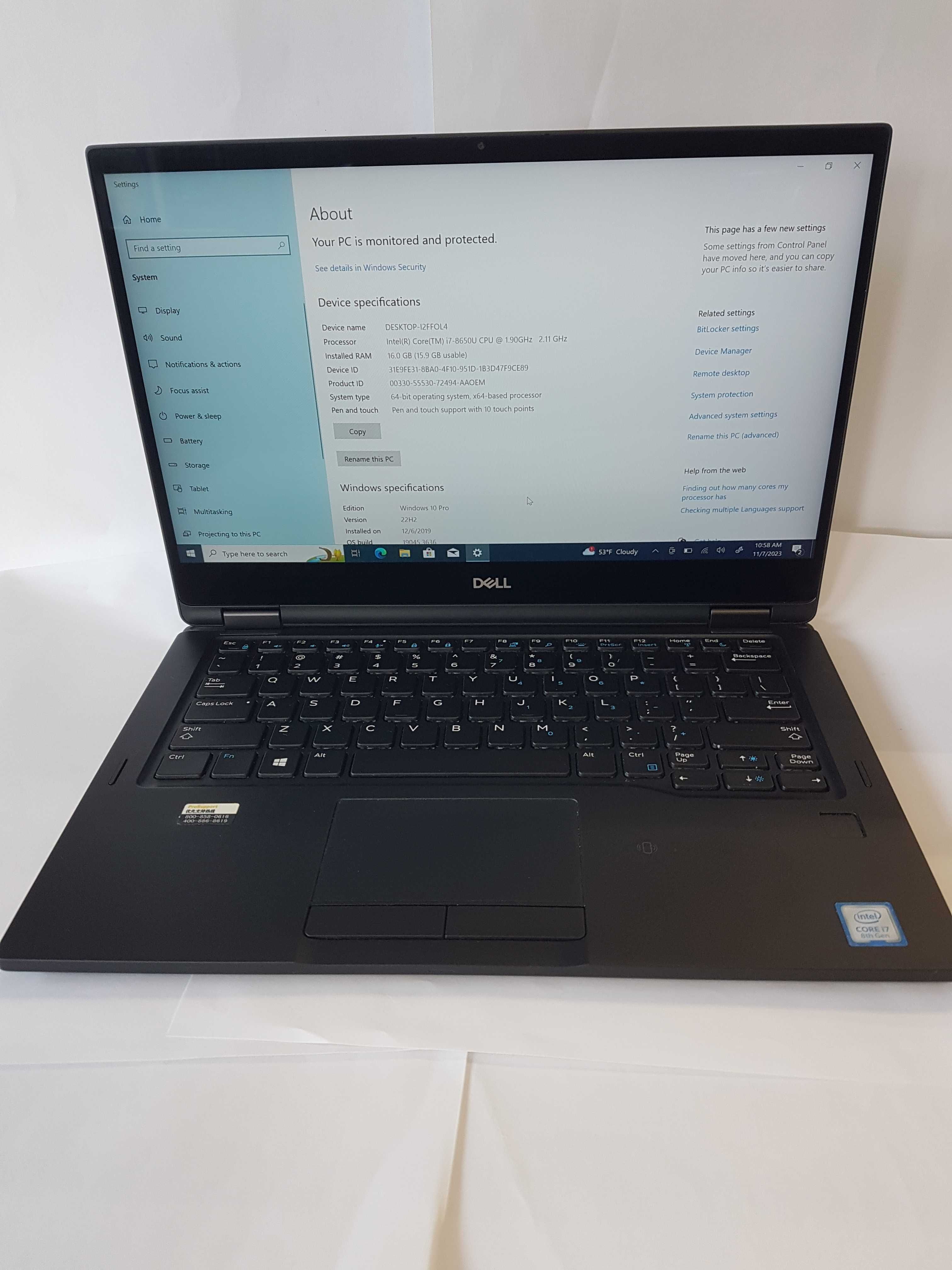 Laptop DELL LATITUDE 7390 2-IN-1 IntelCore i7-8650U Refurbish