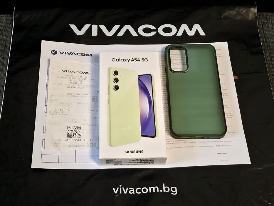 КАТО НОВ 256GB Samsung A54 5G Vivacom Гаранция '25г. Lime