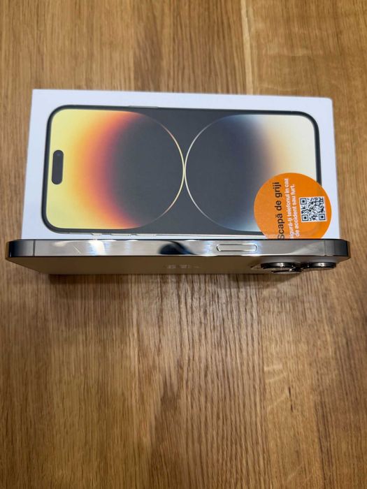 iPhone 14 Pro Max 128GB Gold, stare foarte buna + 2 huse