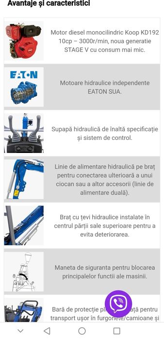 Miniexcavator nou Graecus 900kg, produs nou cu garantie,