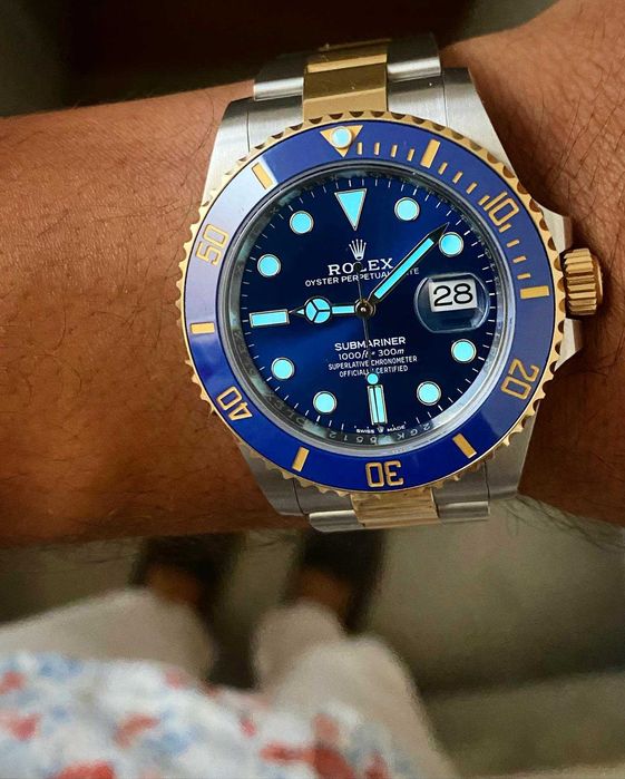 rolex submariner двуцветен син циферблат