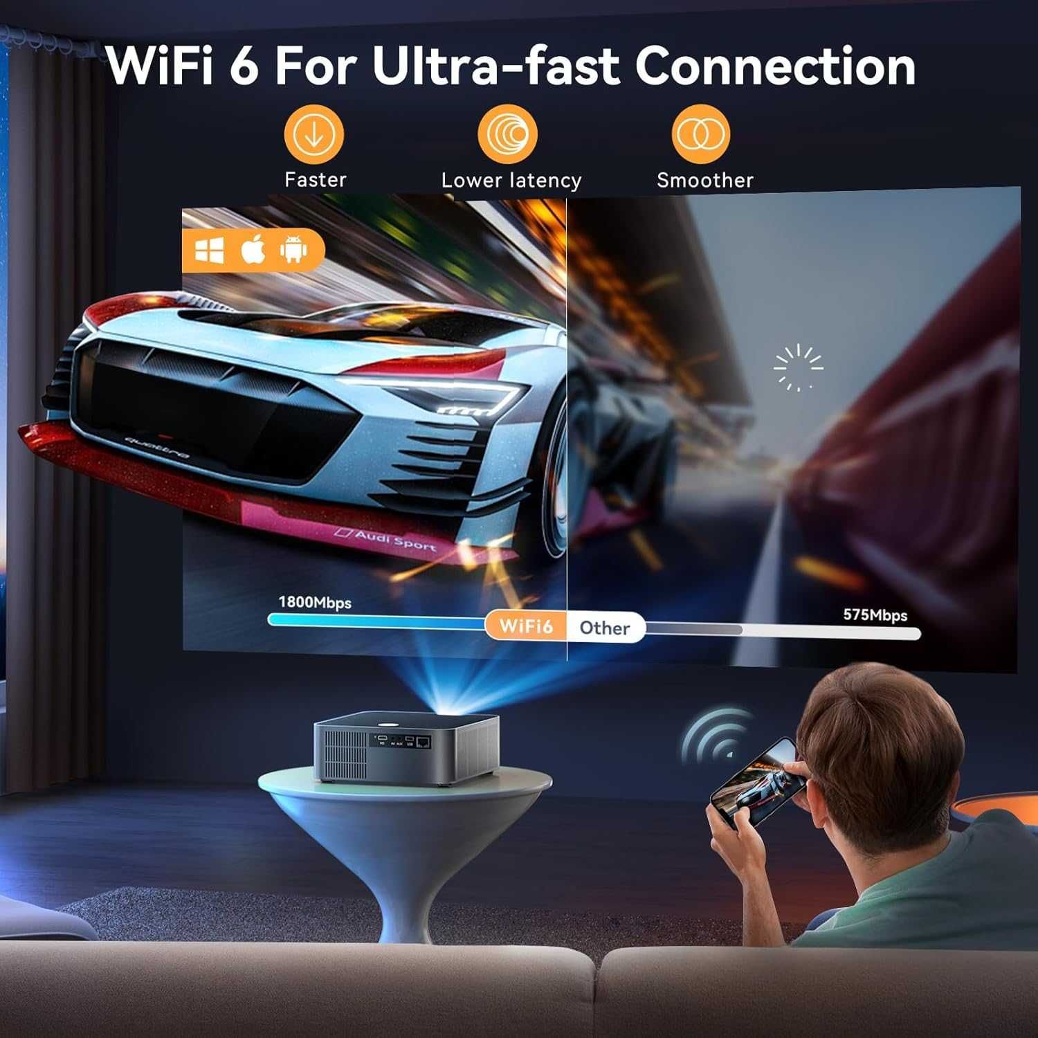 4k проектор HYTOBP Y3 с WiFi 6 и Bluetooth 5.2, 800 ANSI Native 1080P
