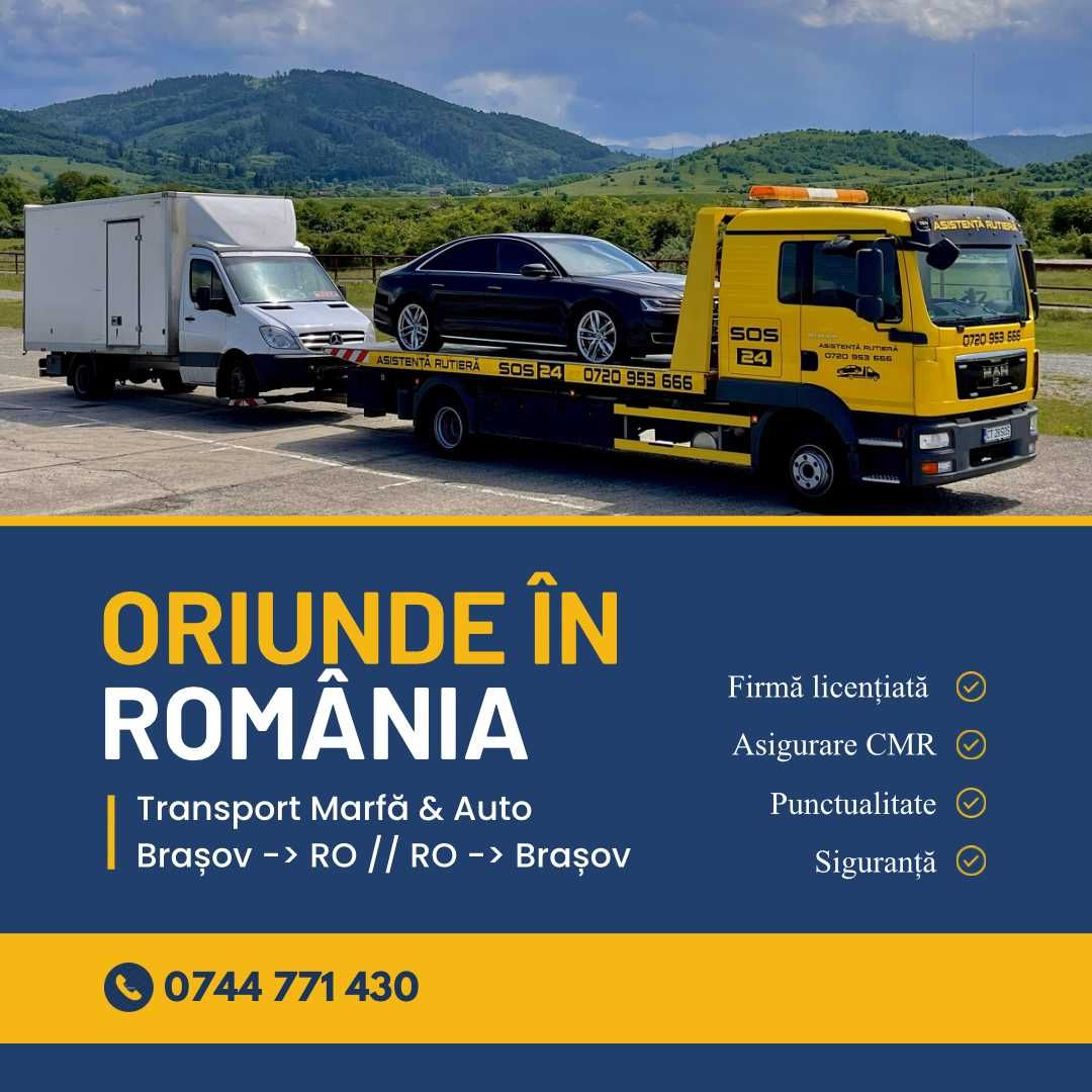 Transport marfa, mobila, electrocasnice, colete ORIUNDE in Romania