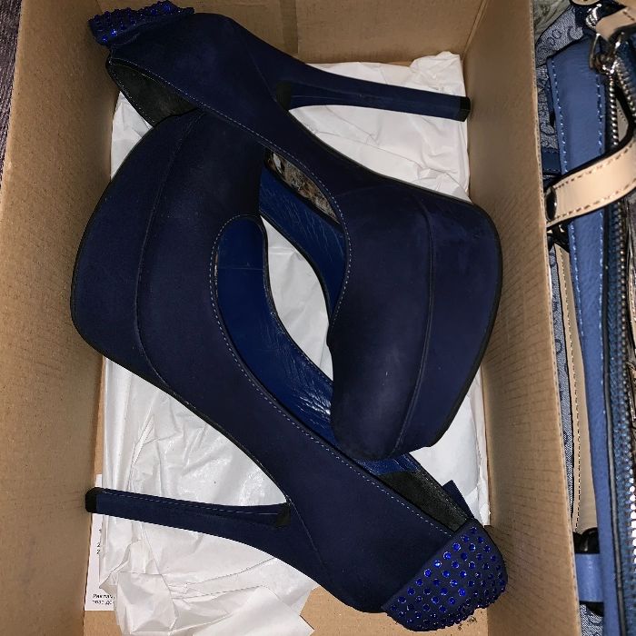 Дамски обувки на висок ток - Сини НОВИ