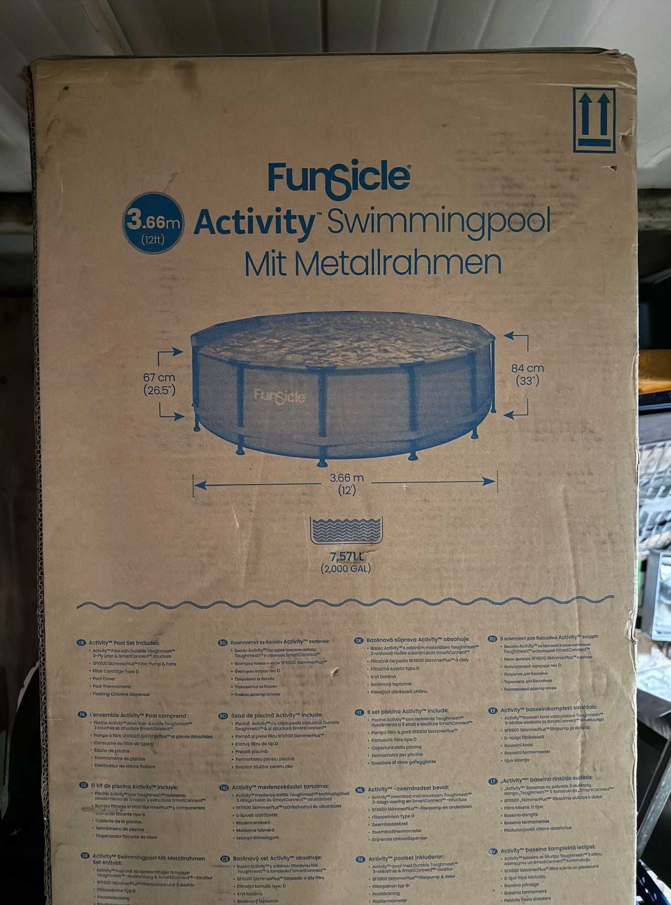 Нов Басейн Fusicle с метална конструкция и помпа 3,66×0,84м pool