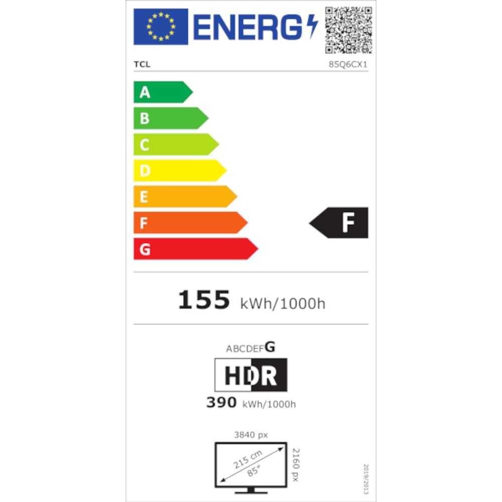 Mini LED TV 4K 85''(215 cm) TCL 85Q6C, 100 Hz, smart Google TV ocazie