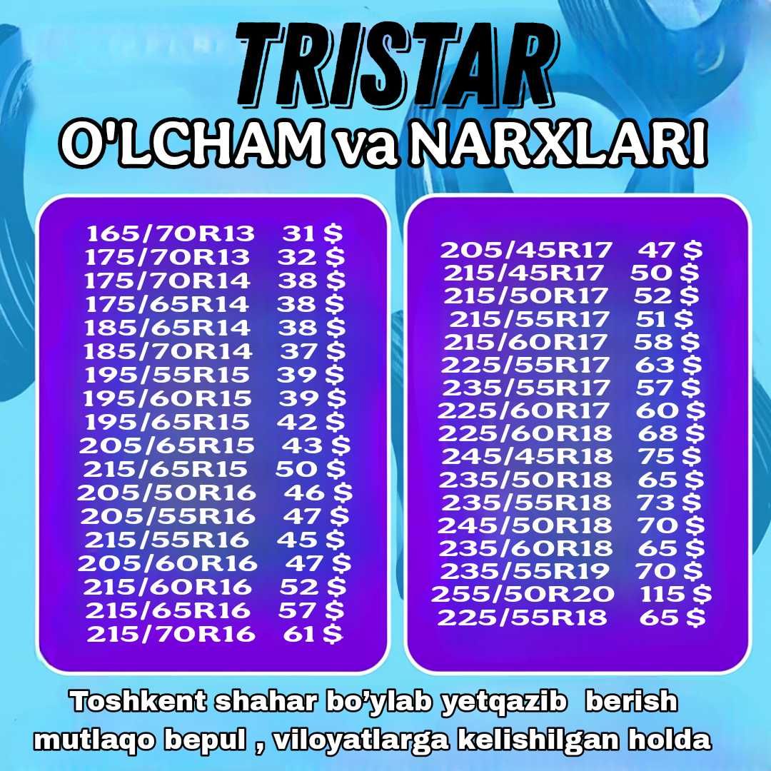 TRISTAR Shinalari — 4 fasl uchun ideal tanlov ishonchli shinalar!
