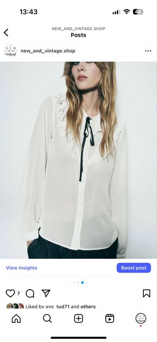 Camasa voal alba Zara guler funda lejera fluida