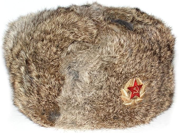 Руска зимна шапка ушанка. Заешка кожа. Естествен косъм