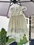 Rochie eleganta fetite - verde salvie pal,broderie ai dantela fina