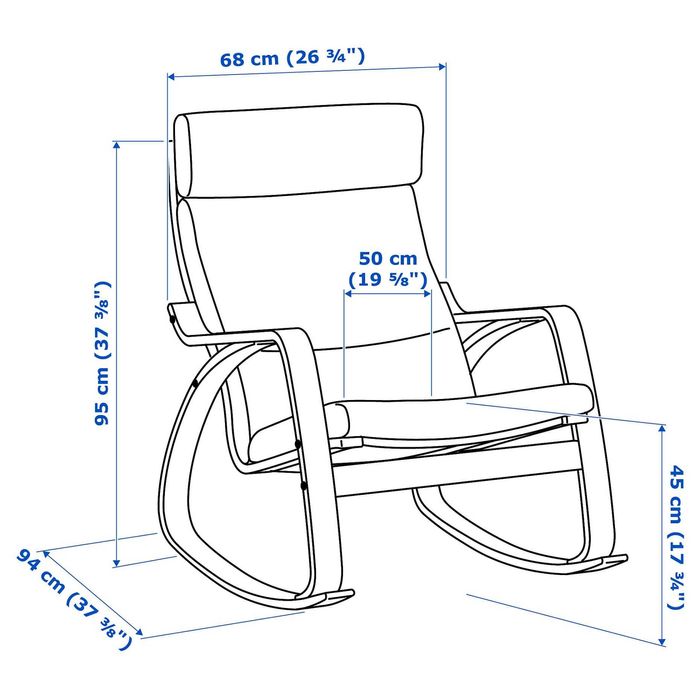 Люлеещ се стол (кресло) POANG, IKEA, Нов