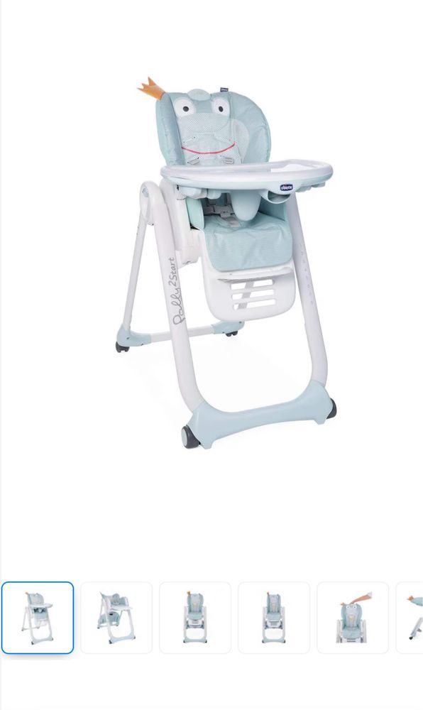 Scaun de masa Chicco Polly 2 Start 4roti, Froggy, 0 luni+
