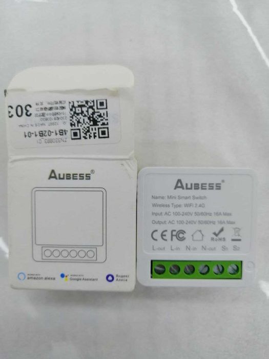 Умный мини реле Aubess Tuya Wi-Fi 16A EU
