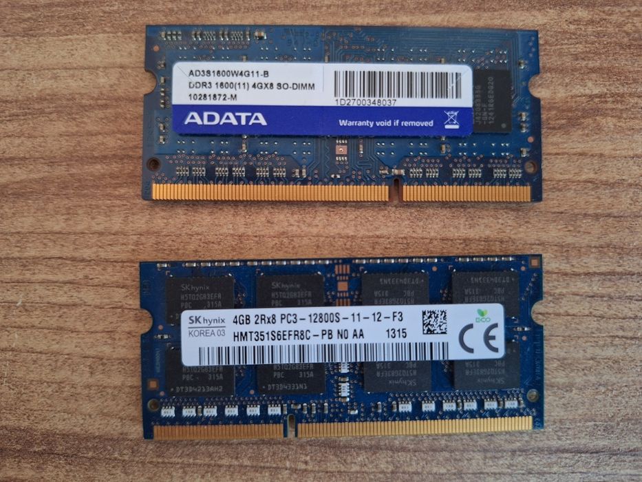 2 Memorii RAM laptop DDR3 4GB SO-DIMM 1600Mh