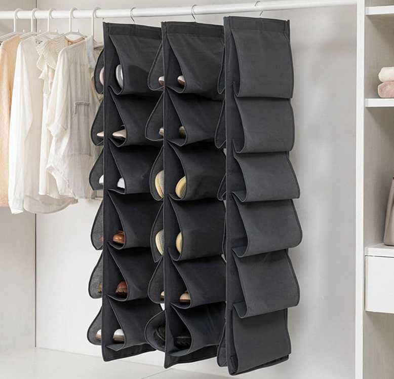 Вертикален органайзер за обувки със закачалка за гардероб и врата
