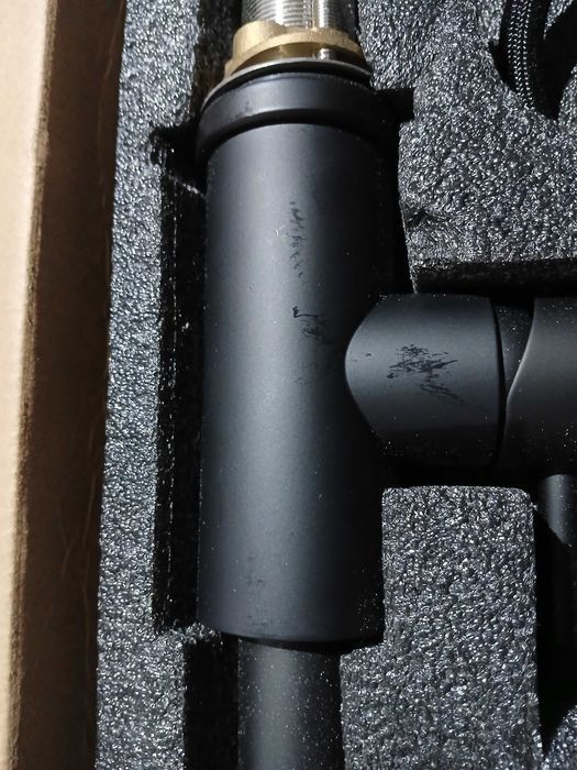 Baterie bucatarie FORIOUS inox negru, cap retractabil 360°