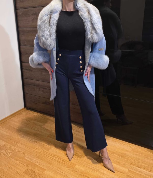 Палто от сребърна лисица