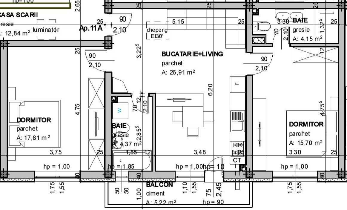 Apartament nou 3 camere, etaj 2+pod,2 bai, garaj, pivnita, zona centru