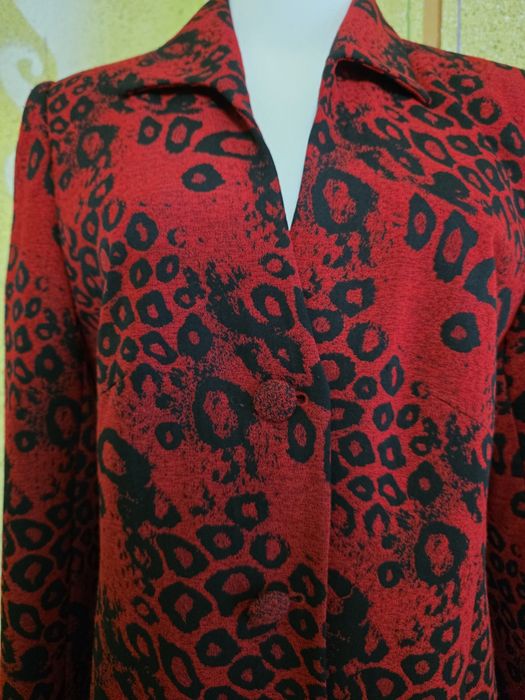 Balzer sacou roșu animalier, lung, Moda Aliss, M/L