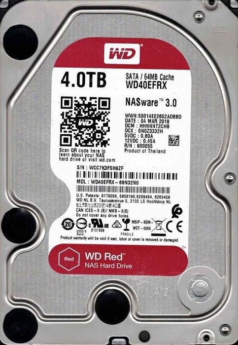 Western Digital Red 4TB 5400RPM SATA 3.5" Internal NAS Hard Disk Drive