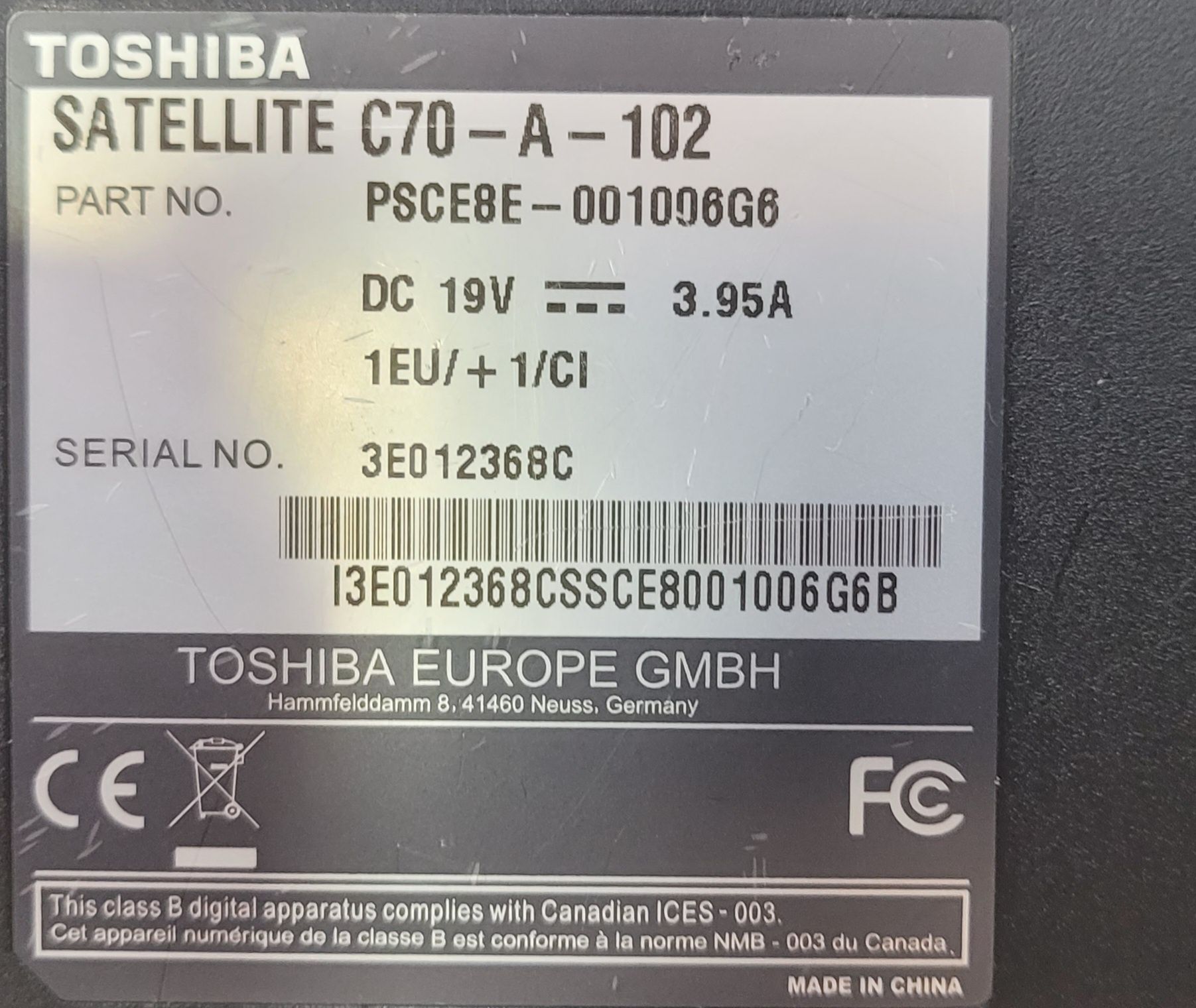 Laptop Toshiba Satellite C70-A-102