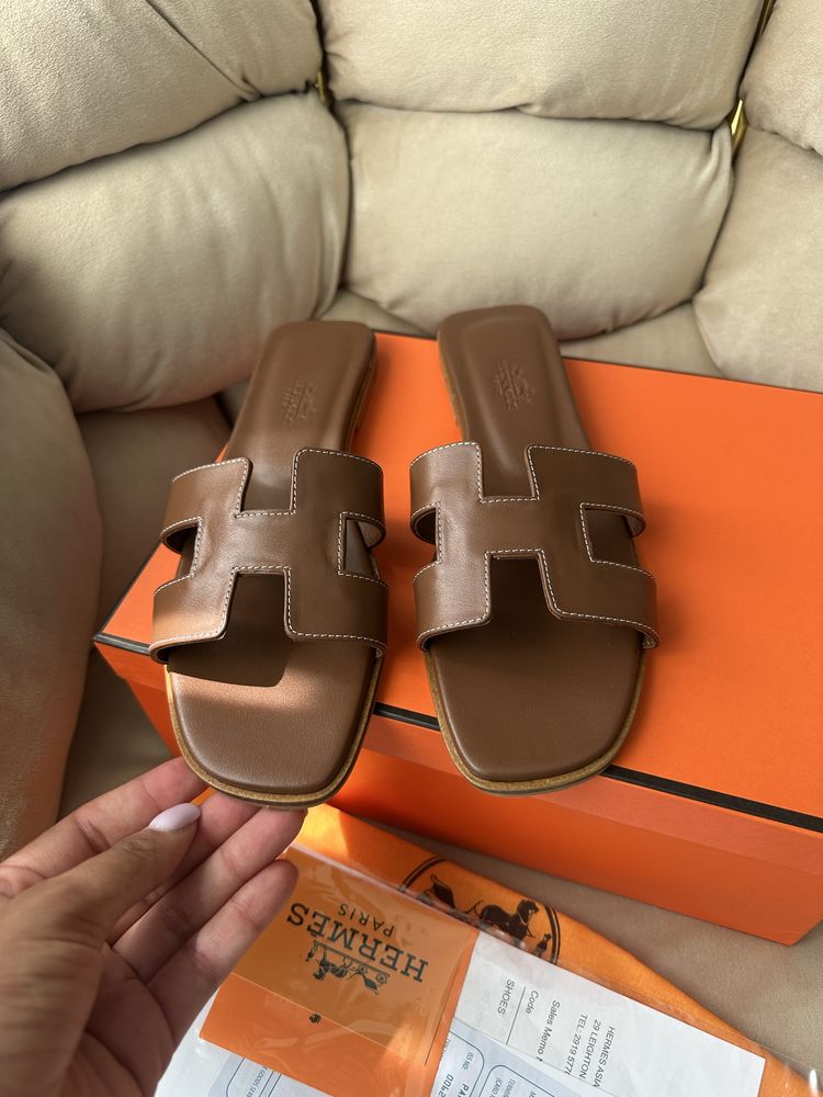 Papuci hermes oran piele naturala