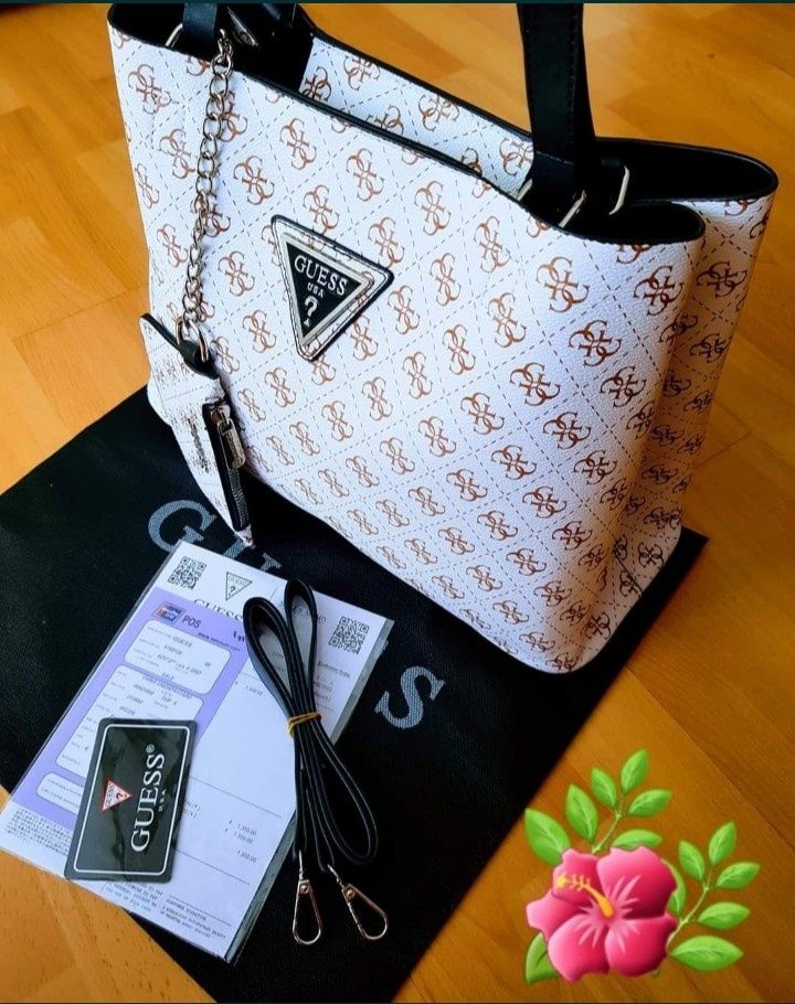 Set Guess,geanta+papuci,logo metalic, etichetă, saculet