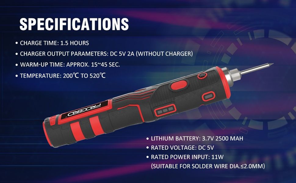 11W Безжичен поялник със стойка и USB-C зареждане, FrogBro LD006A-Pro