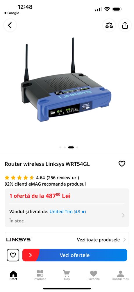 Vand router wireless Linksys WRT54GL