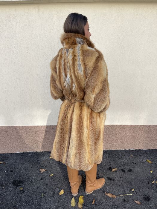 Haina din blana naturala de vulpe roscata