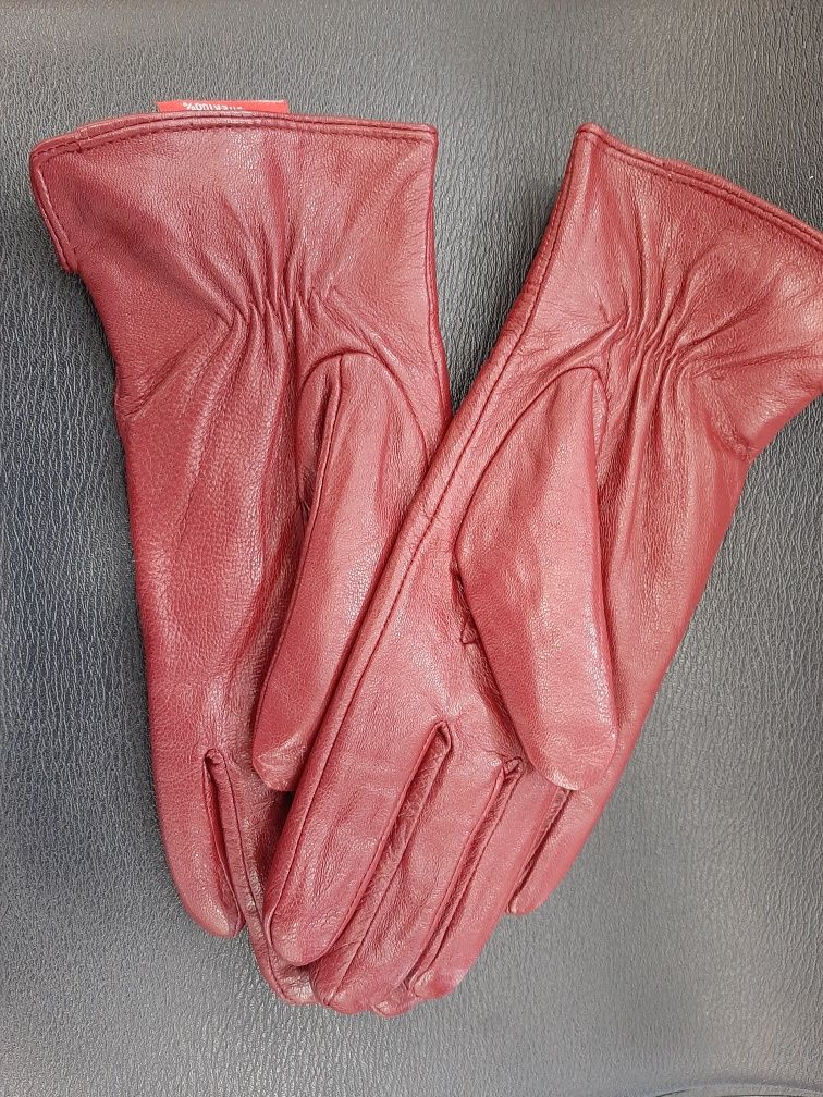 Дамски естествени кожени ръкавици бордо