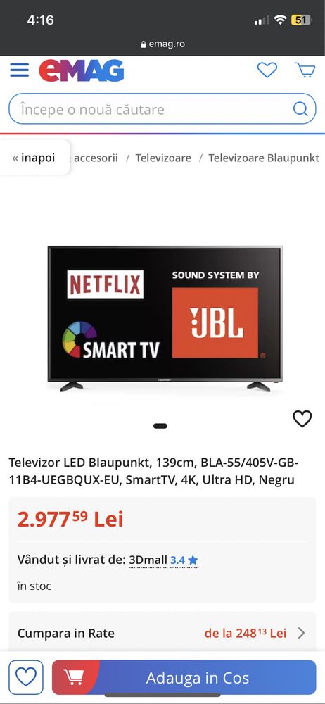 Blaunkpunkt 4K Smart TV 55-Inch full-box