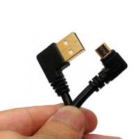 Cablu USB - micro USB-B, unghi drept, 10cm, negru