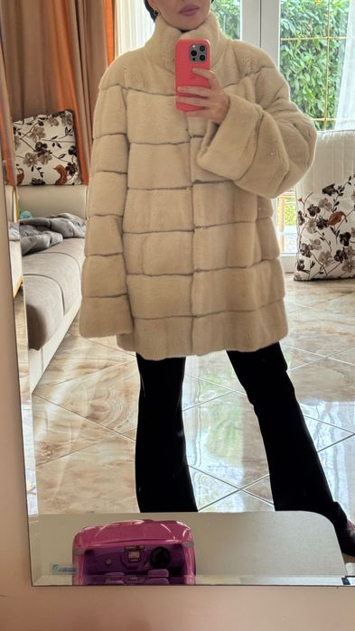 #101 Палто от норка.XL.Визон.Яке от норка.Естествена кожа с косъм.