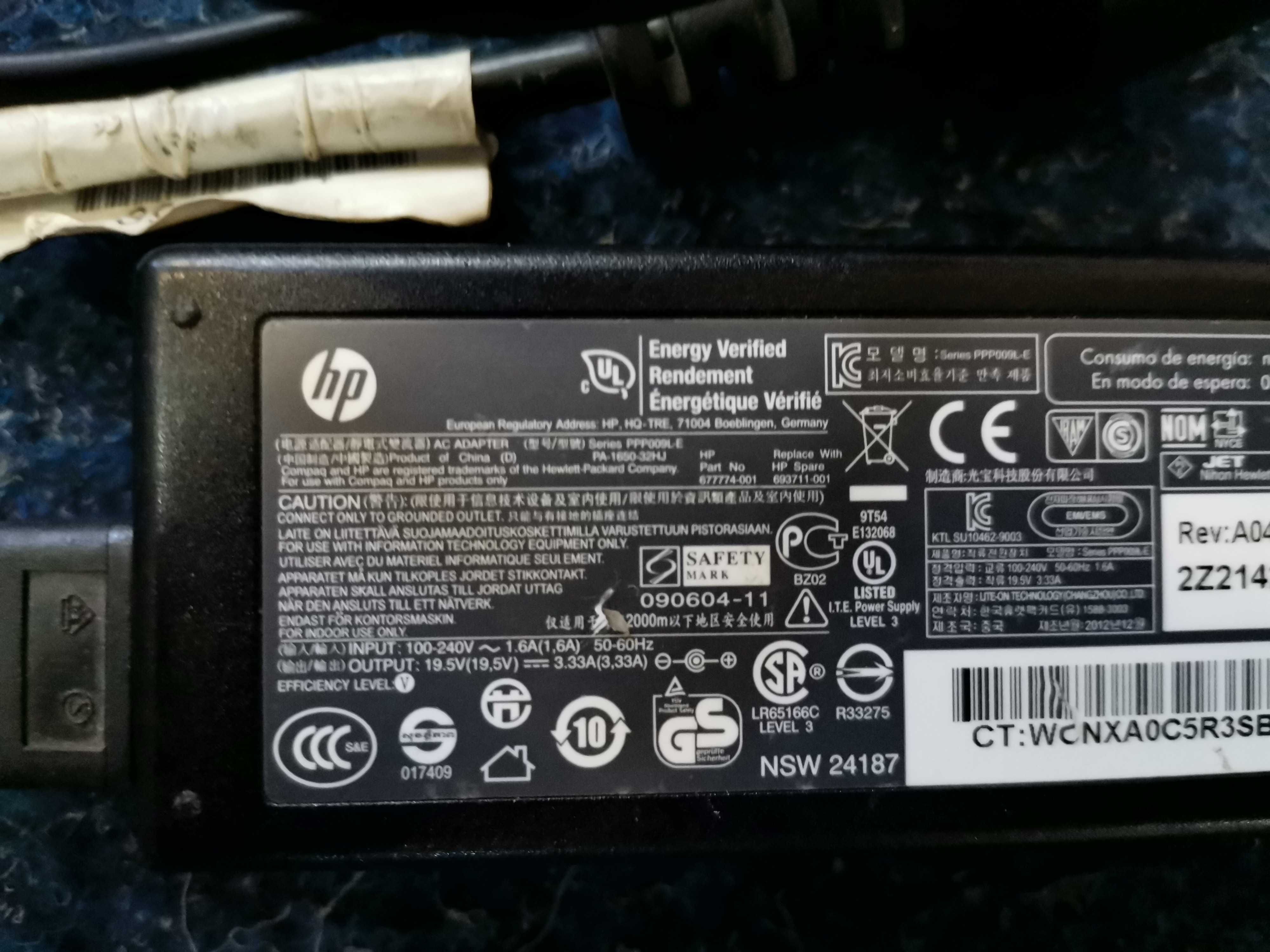 Alimentator laptop HP 19,5V 3,33A cu pin central, 65w