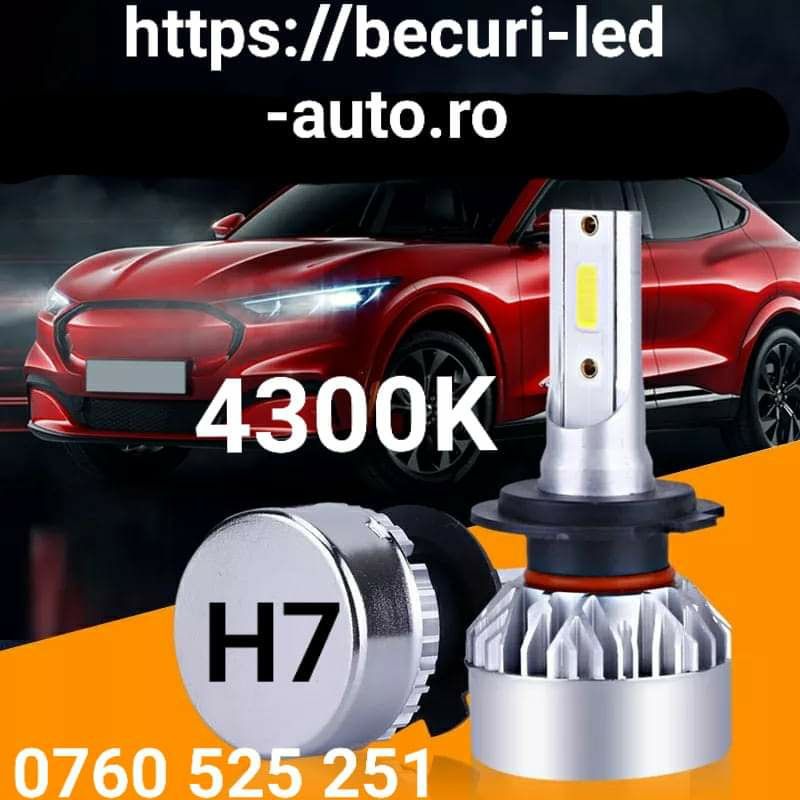 Kit Becuri Led Auto-Moto H7 / 4300k/6000/8000K/100W/20000Lumeni